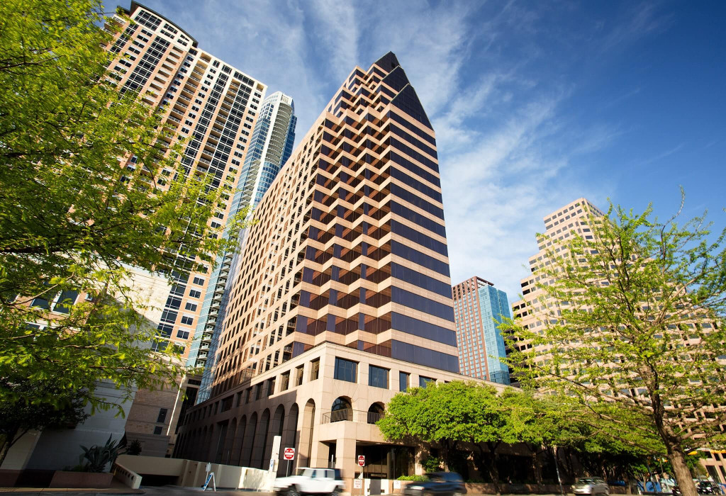 Street Level View of High-Rise Buildings